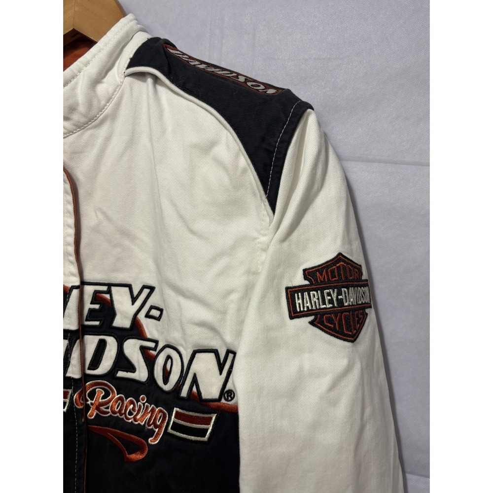 Harley Davidson Jacket Women's Small Screamin' Eagle White Black Flame Racing - Picture 5 of 12
